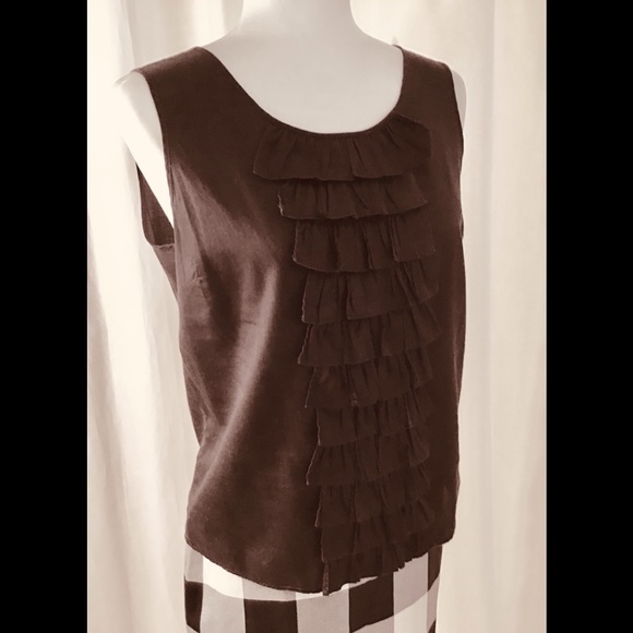 TALBOTS Black Shell with Ruffle Embelishment - Picture 5 of 8